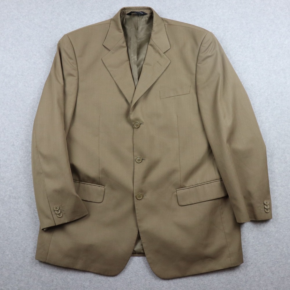 Rizzoli Blazer Mens 44L Super 100s Wool 3-Button Suit Jacket Coat Business Tan